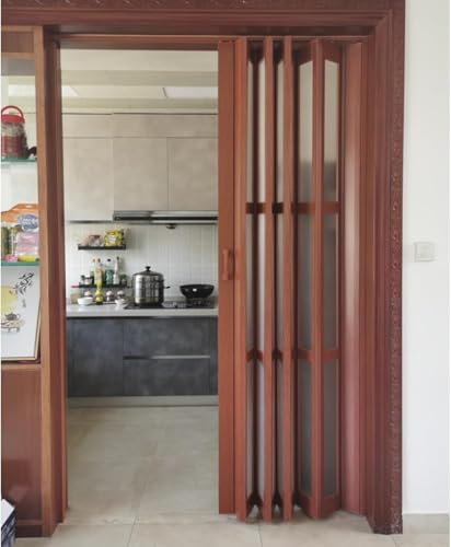AVLLSO Folding Door Acrylic Frosted Glass Through Sliding, Internal Sliding Door, PVC Plastic Internal Doors, Panel Divider(WxH 96x203cm/38x80in)