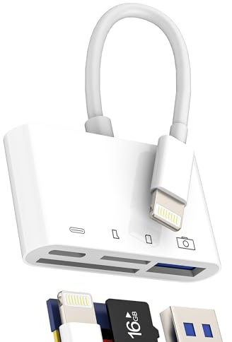 Lightning SD Card Reader(4in1)USB OTG 3.0 Cable Stick Adapter for iPhone 14 pro max Splitter Digital Camera Micro SD TF Memory Transfer Compact Adaptor for iPad for Apple Charging external Flash Drive