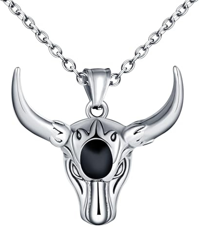 INFINIONLY Collar Colgante Cabeza de Toro Acero Inoxidable para Hombre Hip Hop Colgantes Bull Moda Joyería Tendencia para Adolescentes