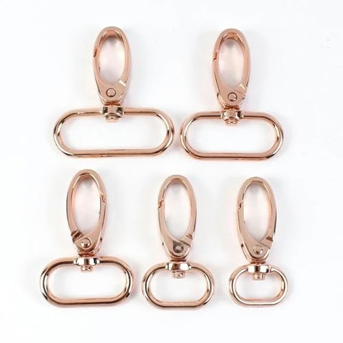 AKJXI 20 Stück 13–38 mm Riemenschnalle für Tasche, Metall, drehbarer Karabinerverschluss, Hundehalsband, Karabinerhaken, Gürtelclip, DIY-Zubehör, 25 mm, 20 Stück, Roségold