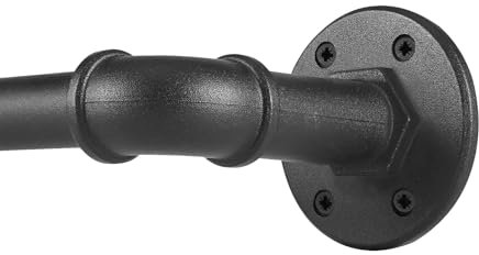 Gardinenstange Industrial Ausziehbar Metall Schwarz, Industrielle Vorhangstange Wandmontage und Deckenmontage, Gardinenstang für Verdunkelungsvorhänge, Ausziehbare Gardinenstangen 88-188cm. (88-188cm)