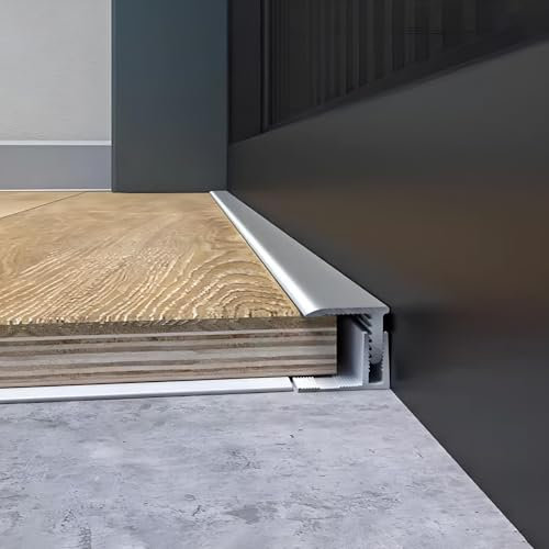 Raouoae Perfil En T De Aluminio Para Suelo, Moldura Para Puerta, Riel Para Baldosas Y Suelos Laminados, 135cm, 2 Piezas, Perfil De Transición Para Pavimentos Cerámicos Y Madera(Silber,Breite: 20 mm)