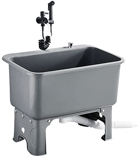 Slop Sinks,Floor Mop Sink Bathroom Mop Service Basin Heavy Duty Slop Sinks, Outdoor Public Sink with Faucet and Drain for Garage/Store
