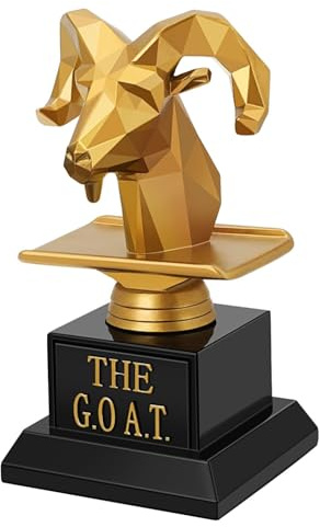 Flexzion The Goat Trophy Award - Greatest of All Time Funny Trophy for Adults, Engraved Plate with Head Goat Statue, Unique Recognition Gift Plaque for Sports, Employee, Teacher, Boss, Friend, & More