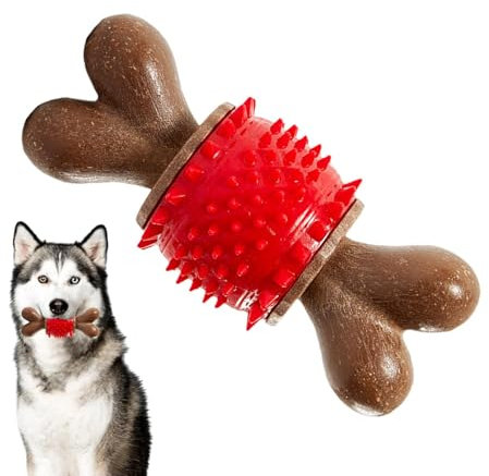 Hundespielzeug mit Hundeknochen für Zahnbürste, Kauspielzeug mit spitzem Knochen, Kauspielzeug für Hunde zum Beißen und Beruhigend - Kauspielzeug zum Zahnen und