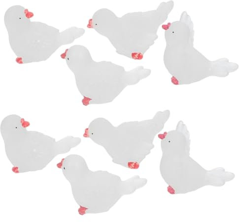 FONDOTIN 8pezzi Decorazione Miniatura Di Colombe Luminose Per Acquario e Casa Figure Di Pigeon Realistiche Per Arredamento Elegante e Atmosfera Romantica