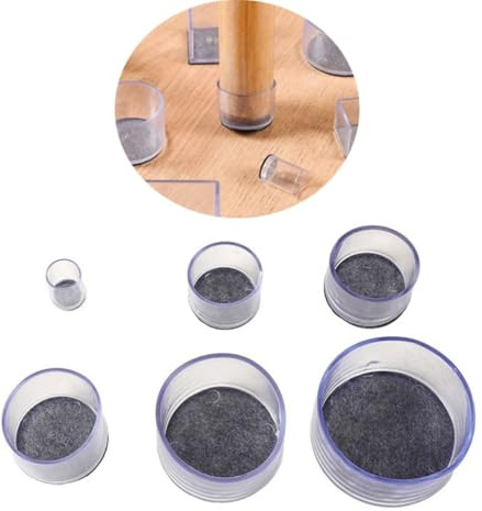 Blausky 10 tappi di protezione per gambe della sedia, in silicone trasparente, con feltrini, resistenti all'usura, per mobili, gambe della sedia, rotondi, 50 mm