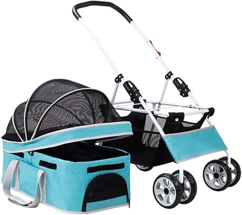 Hundvagnar for små hundar, Kattvagnar for 2 katter, Lättviktsvagnar for sällskapsdjur Hundvagnar Kattvagnar Resehållare Hundvagnar Barnvagnar, löstagbar vagn(Blue)