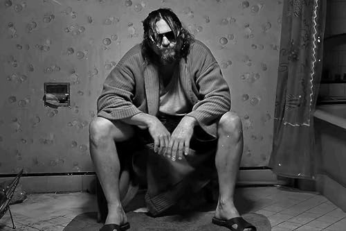 Lustiges Badezimmer-Wandkunst, The Big Lebowski, Filmposter für Badezimmer, Wanddekoration, humorvolle Filmszene, WC-Geruch, Schwarz-Weiß-Bild, Leinwanddrucke für Badezimmer