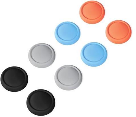 PlayVital Joystick Kappen für Nintendo Switch 2, Silikon Caps für Joycon 2 | Daumenstick-Abdeckungen für Switch 2(2025), Bequeme Grip Cover, Zubehör für Joycon 2, 8 Stück, Schwarz, Grau, Blau & Orange
