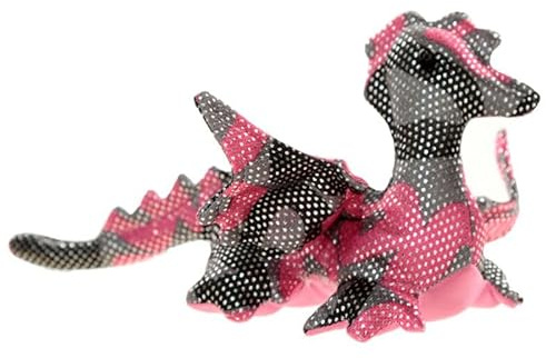 LK Trend & Style Sandtier Drache Handschmeichler, 19 cm, Mehrfarbig Metallic-Effekt, Sand-Watte-Füllung (Grau/Pink)