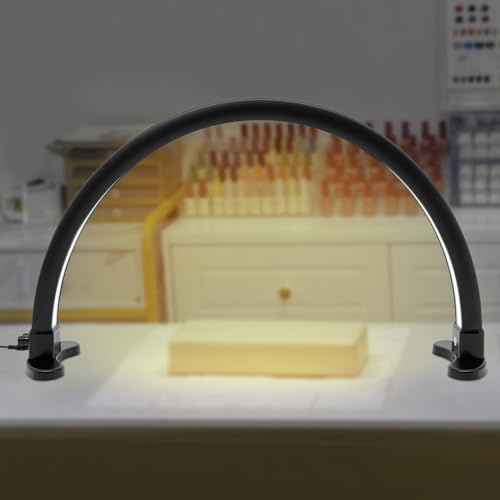 HINOPY Mondlampe 45W, 180° Einstellbarer LED Halbmond Licht, Halbmond Lampe mit 3 Helligkeitsmodi, Halbmondlampe für Wimpern-Wimpernverlängerung, Tätowierung, Augenbrauen (Schwarz)