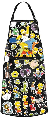 WZMPA Homer Family Cooking Apron Homer & Bart Fans Gifts Marge Simpson & Lisa & Maggie Kitchen Apron Homer Family Merch (Cruelty Free Ap)