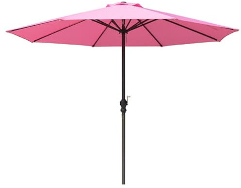 8-Rib Patio Umbrella with Crank, Thick UV Protection Fabric, Waterproof Canopy for Outdoor Balcony, Stylish Pink Garden Parasol, Easy Open & Close