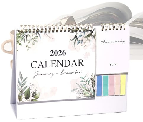 Calendrier de bureau 2026, petit calendrier de bureau de 18 mois, planificateur mensuel de 12 mois, couvre 12 mois complètes, taille compacte, parfaite pour l'école à domicile