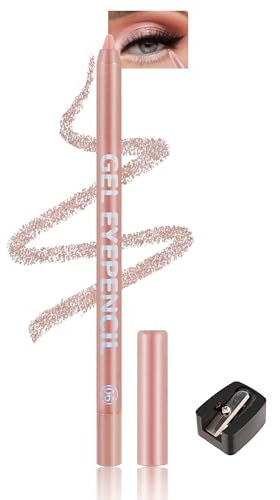 Nude Glitter Eyeliner Wasserfest, Metallic Shimmer Gel Eyeliner mit Anspitzer, Langahaltend Glitzer Lidschatten Stift, Seidig Glatte Textur, Hochpigmentierter Eye Brightener Pen Makeup für Frauen-06