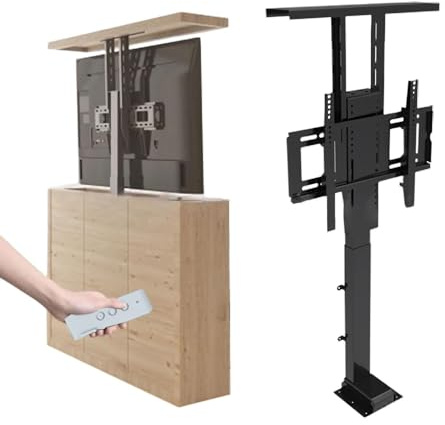 Support élévateur électrique - Support TV motorisé réglable pour téléviseurs jusqu'à 60 kg - Design télescopique - Dissimule dans l'armoire - Temps de levage rapide inférieur à 40 secondes
