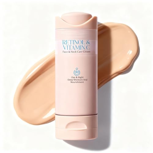 Retinol & Vitamin C Tinted Moisturiser For Older Women, Anti Wrinkle Face Cream, Day & Night Cream For Mature Skin - Korean Moisturiser Reduce Wrinkles & Dullness For A Youthful Glow