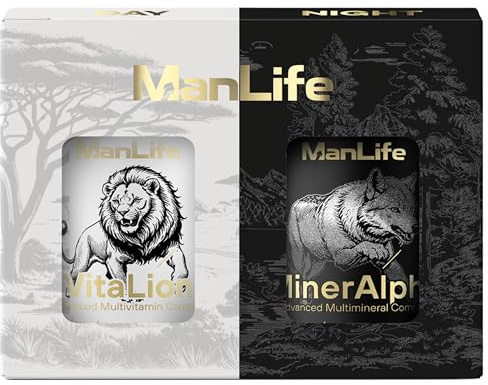 Multivitamin & Mineral Komplex für Männer – D3, K2, B-Komplex, Magnesium, Zink - VitaLion&MinerAlpha ManLife 180 vegane Kapseln