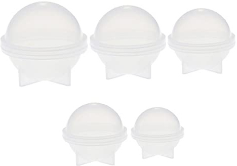 Moule rond en silicone pour résine époxy, fabrication de bijoux, cire de bougie, savon fait maison, moule en plastique pour bombe bain, 5 moules à boules glace tailles différentes..
