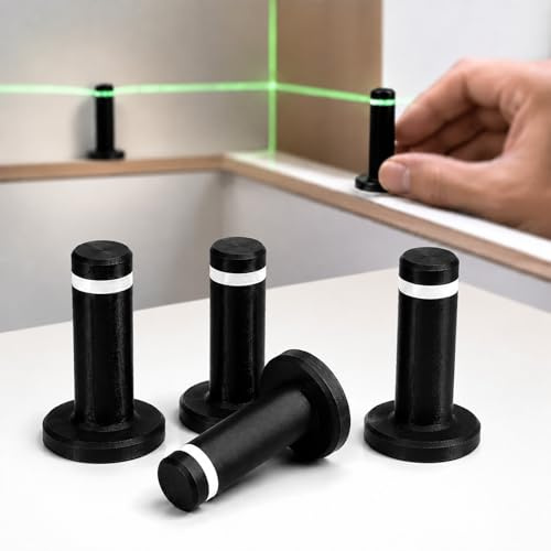 Alignment Pins for Cabinet & Furniture Installation, Weighted Laser Target Levelling Reference Pins for Kitchen Units, Cupboards, Wardrobes, Woodworking and DIY Assembly, 4 Pack