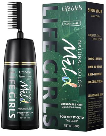 Teinture capillaire noire mousseuse végétale pour femmes et hommes pour couvrir les cheveux gris pour un style instantané avec peigne