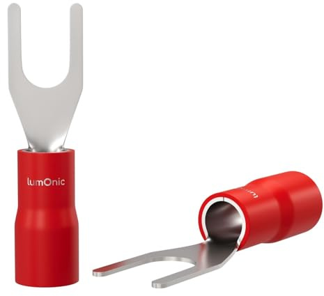 25x Forked Cable Lug Partially Insulated 0,5-1,5mm² Hole Diameter M3 Red Ring Lug Copper tinned