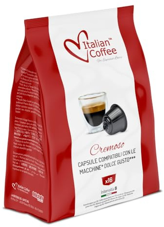 Italian Coffee, 64 Coffee Capsules Compatible with Nescafé® Dolce Gusto® – Cremoso, Rich and Creamy Espresso, Full Body and Bold Taste, Intensity 8