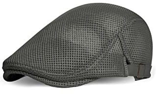 Coucoland Casquette de béret pour Homme Été Filet Chapeau de Coulisse Respirant Casquette Newsboy Flat Cap Casquette de Basque Homme Accessoire de Vie quotidienn (Taillr Unique) (Gris)