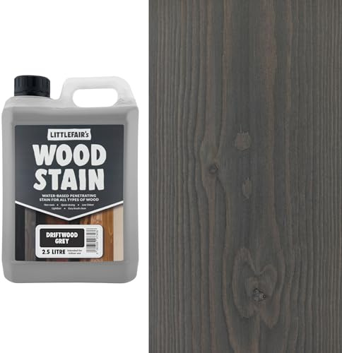 Littlefair's Teinte Bois 2.5ltr - Teinture Bois Écologique À Base D'Eau et Sûre - Lasure Bois Intérieur à Séchage Rapide - Peinture Lasure pour Bois Nettoyage Facile - Couleur:Gris Bois Flotté