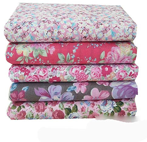Egurs Pink Series - Tela de algodón 100 % por el patio para manualidades de patchwork acolchar juguetes, ropa, flores, puntos, rejilla, rayas