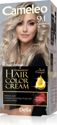 Cameleo - Permanent Hair Colour Cream - Ultimate Ash Blonde - Intensive Color & Protection - 5 Oils + Omega Plus Acids - Professional, Luxurious Hair Dye - Full Kit