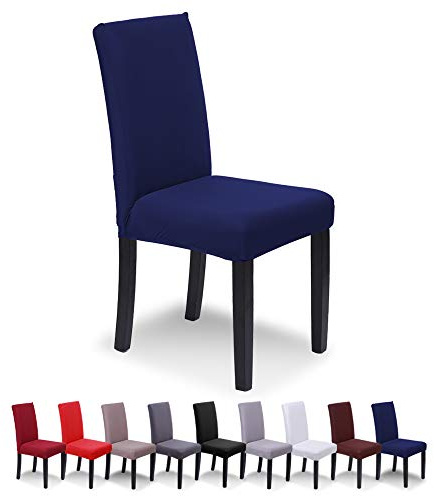 SaintderG® Stuhlhussen 4 Stück Elastische Moderne Beschützer Stuhlhussen, Hochzeit Partys Bankett Deko, bi-Elastic Spannbezug, sehr pflegeleicht und langlebig Universal (Navy blau, 4 Stück)