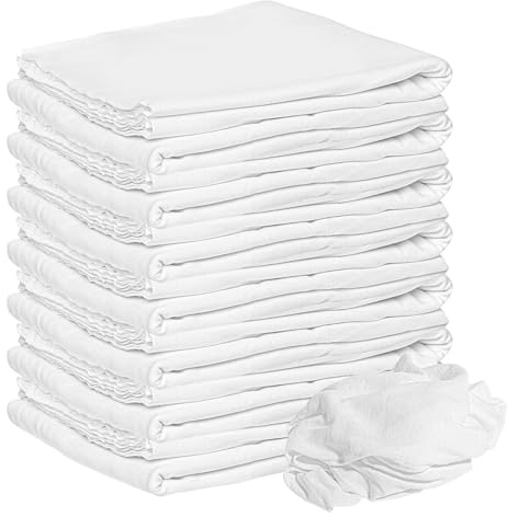 Nabob Wipers New Lint Free Cloth (75 Pack) - 100% Cotton Cleaning Rags Exact Cut - Premium White Rags for Cleaning House - White Rags for Dusting, Staining, Polishing, Painting 18x18