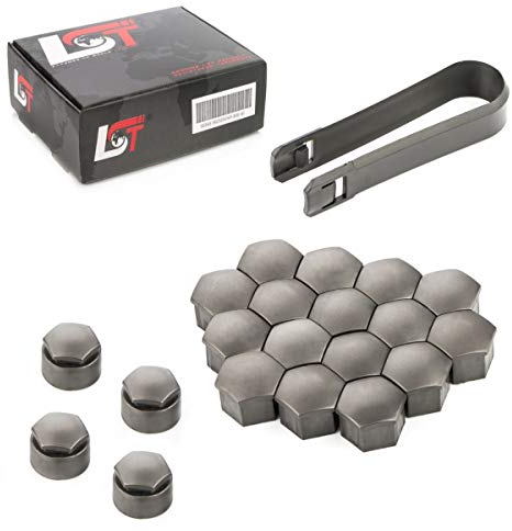 LST 20x Abdeckkappen Sechskant Radschraubenkappen 17 mm matt grau Anti-Diebstahl