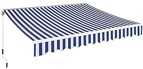 0℃ Outdoor Einziehbare Markise Aluminium Gelenkarmmarkise 3x2.5 m, mit Kurbel Handkurbel, Sonnenschutz, aus Metall und Polyester, für Balkon Terrasse Balkonmarkise UV- und Witterungsbeständig,#4