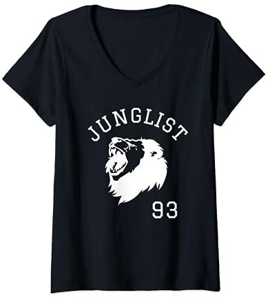 Damen Junglist Massive DnB Music Liquid Jungle EDM Drum And Bass T-Shirt mit V-Ausschnitt
