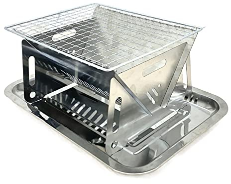 Gasgrill Klappbarer Mini-Grillofen Kochherd Tragbarer Edelstahl-BBQ-Grill Outdoor-Camping-Grill-Werkzeuge Abnehmbarer Herd