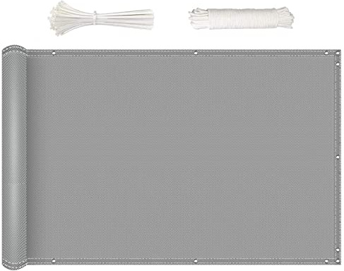 NKADNB Balkon Sichtschutz 90x100cm Sichtschutz Balkonverkleidung 220g/m² Innen Balkonverkleidung UV-Schutz Sichtblende Balkonstoff Tolles Zaun für das Balkon und Terrasse, Grau