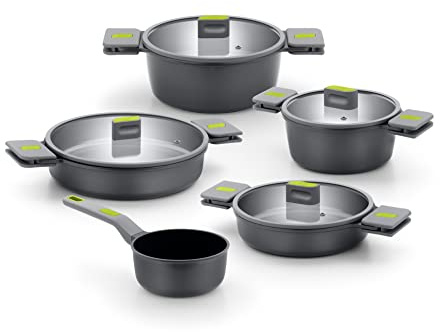 BRA Life | Batería de cocina 9 piezas, aluminio fundido, con antiadherente