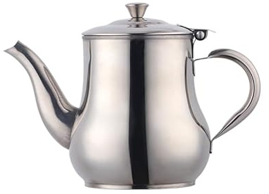 BUYER STAR 500 ML Stainless Steel Gooseneck Teapot with Strainer for Loose Tea, Metal Coffee Server Olive Oil Can Table Serving Pot for Home, Restaurant, Outdoor, Dishwasher Safe (Silver)