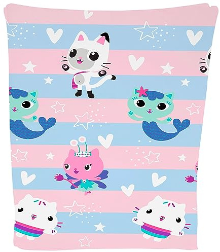Gabby's Dollhouse Fleece-Decke, weicher Überwurf für Kinder, Pandy-Pfoten-Mercat, Cakey, Katze, Fee, Geschenk für Mädchen, Jungen, Kleinkinder