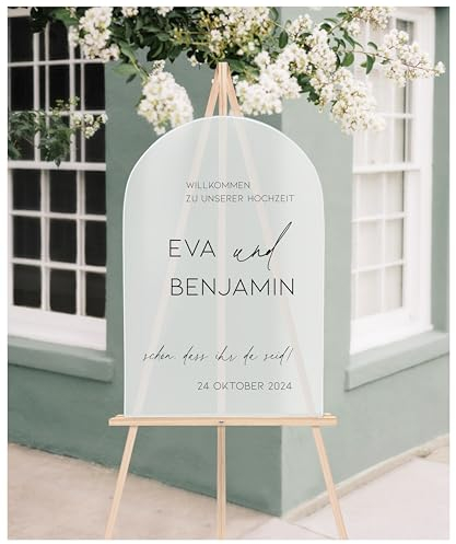 Manschin Laserdesign Willkommensschild Aluverbund personalisiert - Made in Germany - Welcome Willkommen Schild für Hochzeit (60x40cm)