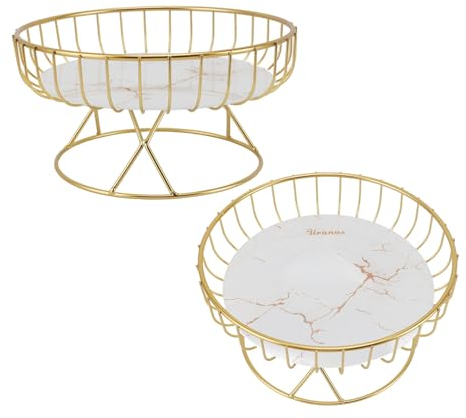 Topiky Cestino per Frutta in Filo Metallico, Portafrutta per Bancone della Cucina, Moderno Portafrutta per Piano di Lavoro, Ciotole per Frutta con Fondo Bianco