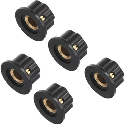 QUARKZMAN x 5 Stück Potentiometer-Knopf schwarz-silberfarben 16mm | Kunststoff-Drehregler, Für elektronische Geräte
