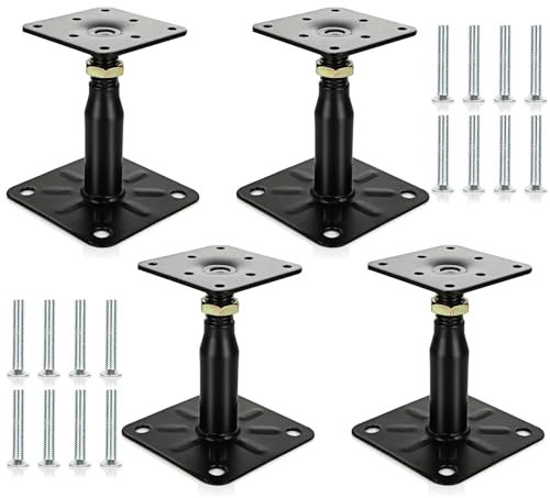 FWEEK 4 Stück Pfostenträger, Verzinkte 100-150 mm Pfostenträger höhenverstellbare, Stützenfuß Bodenfuß für Zäune, Unterstände, Carports, Pergolen, Bauarbeiten