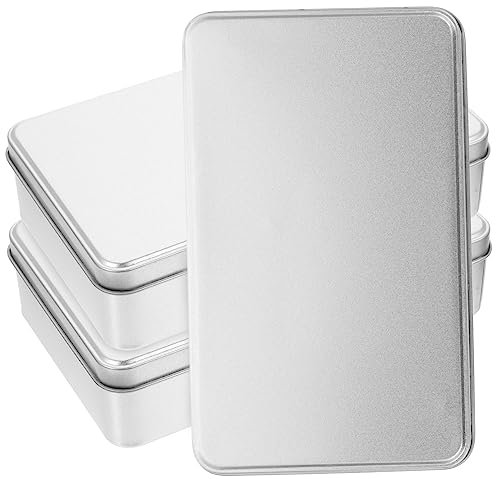 KICHOUSE 3pezzi Scatole Portaoggetti Rettangolari in Latta Con Coperchio Contenitori Resistenti Per Dolcetti Gioielli e Piccoli Accessori Confezione Versatile Per Casa e Ufficio
