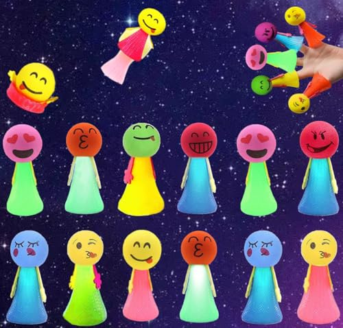 Vomkela 12 Stück LED Feder Leucht Springendes Spielzeug,Mitgebsel Kindergeburtstag Gastgeschenke,LED Jumping Emoticon Leuchtspielzeug Kinder Weihnachten Partyzubehör für 3-15 Jahre Mädchen und Jungen
