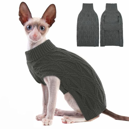 Katzen Hunde Pullover, Winter Warmer Hunde Pullis Mantel Jacke Weste Welpenkleidung Hundepullover Weihnachten Hundemantel Kleine Hunde Chihuahua Pullover(Grau, XS)