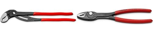 Knipex Cobra® XL Pipe Wrench and Water Pump Pliers grey atramentized, plastic coated 400 mm 87 01 400 & TwinGrip Slip Joint Pliers black atramentized, with non-slip plastic coating 200 mm 82 01 200 SB